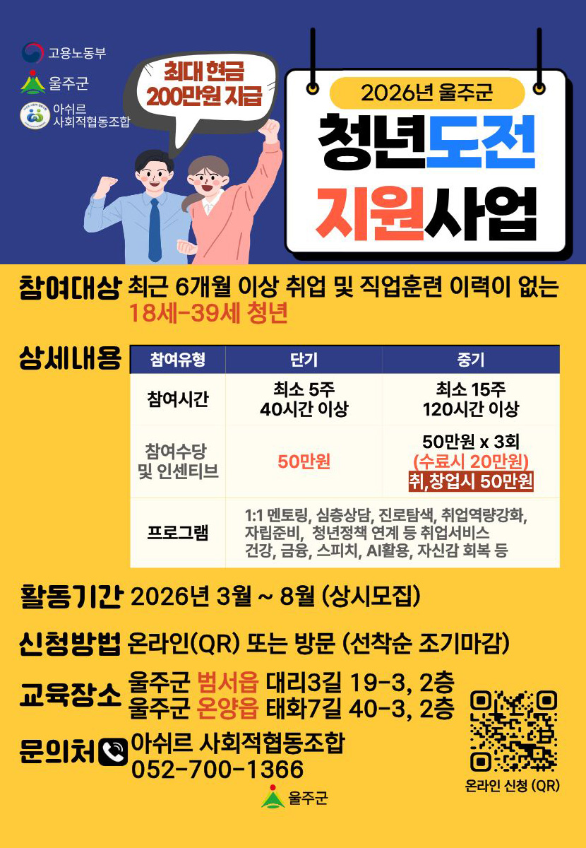 청년도전지원사업 포스터